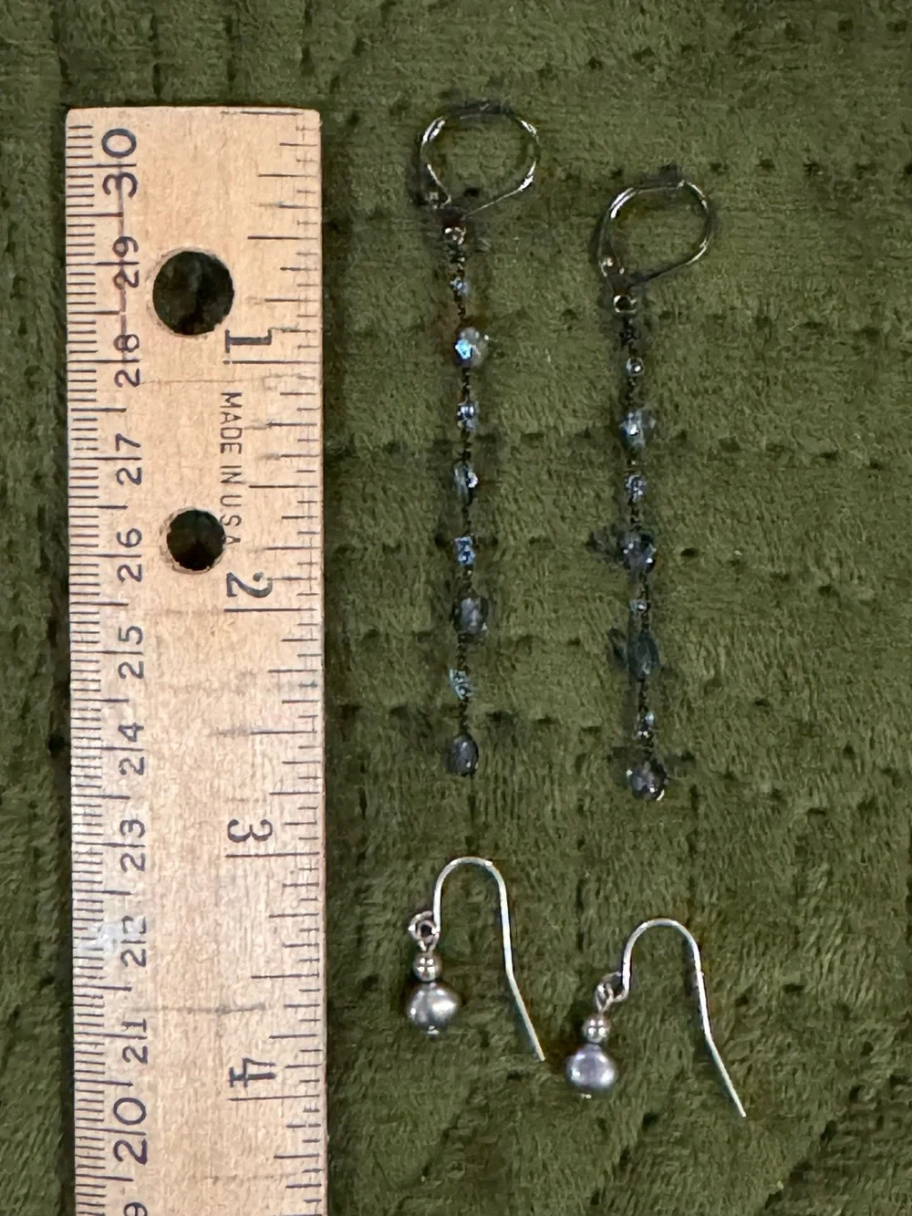 Vintage 90s Delicate Black Beaded Drop Earrings and Silver Pearl- Women Jewelry